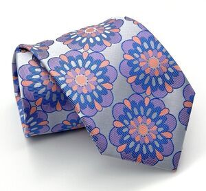 VERSE 9 Designs By Maurizio Silk Tie Floral Blue Purple Pink Men's Necktie